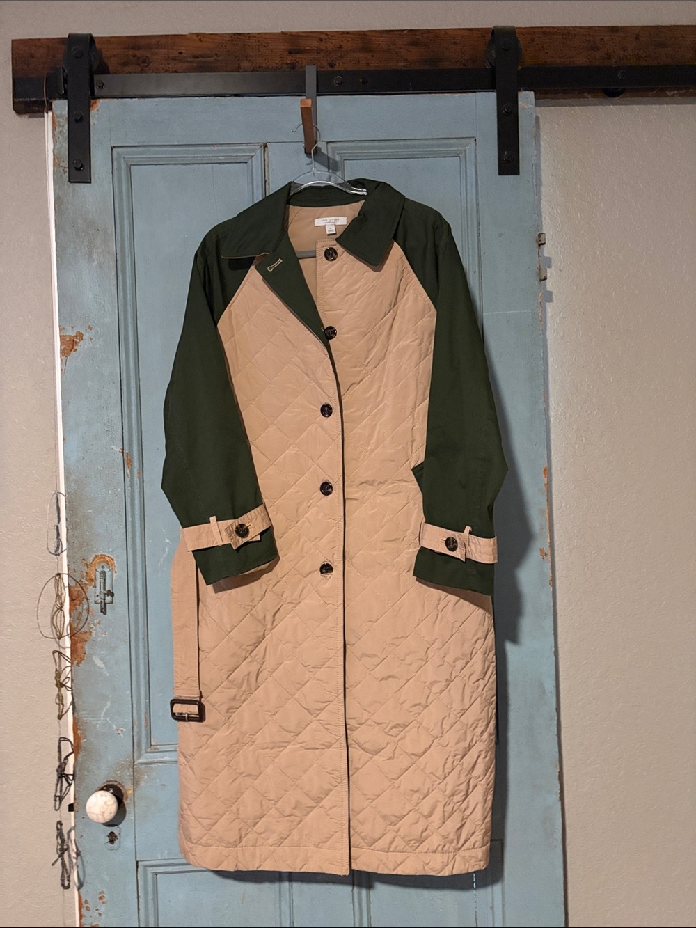 Ann Taylor Weekend Quilted Mixed Media Mac Coat Med
